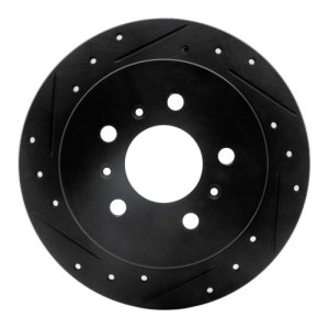 Buick Allure Brake Rotor (1) - Rear Left - R1 Concepts - Drilled & Slotted - Black - `06-`10